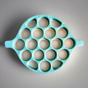 Honeycomb Pottery Trivet Teal Blue Color In the Style of Van Briggle